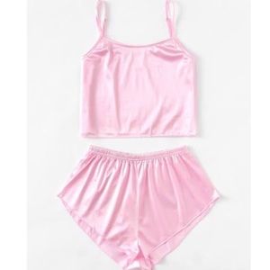 Pretty in Pink Satin Cami and Shorts Set